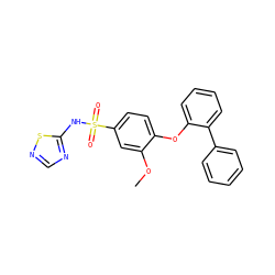 COc1cc(S(=O)(=O)Nc2ncns2)ccc1Oc1ccccc1-c1ccccc1 ZINC000095585305