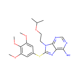 COc1cc(Sc2nc3c(N)ncnc3n2CCOC(C)C)cc(OC)c1OC ZINC000013642789