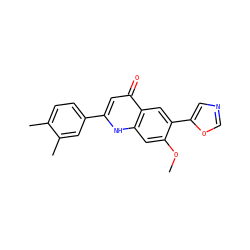 COc1cc2[nH]c(-c3ccc(C)c(C)c3)cc(=O)c2cc1-c1cnco1 ZINC000013487593