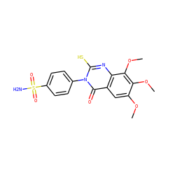 COc1cc2c(=O)n(-c3ccc(S(N)(=O)=O)cc3)c(S)nc2c(OC)c1OC ZINC000653716261