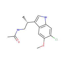COc1cc2c([C@@H](C)CNC(C)=O)c[nH]c2cc1Cl ZINC000000021620