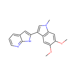 COc1cc2c(-c3cc4cccnc4[nH]3)cn(C)c2cc1OC ZINC000071318608