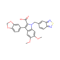 COc1cc2c(-c3ccc4c(c3)OCO4)c(C(=O)O)n(Cc3ccc4nsnc4c3)c2cc1OC ZINC000026281872