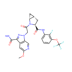 COc1cc2c(C(N)=O)nn(CC(=O)N3[C@H](C(=O)Nc4cccc(OC(F)(F)F)c4F)C[C@H]4C[C@H]43)c2cn1 ZINC000143875408