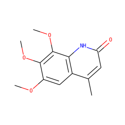 COc1cc2c(C)cc(=O)[nH]c2c(OC)c1OC ZINC000040859937