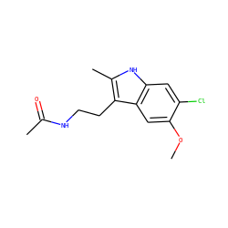 COc1cc2c(CCNC(C)=O)c(C)[nH]c2cc1Cl ZINC000038921958