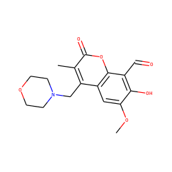 COc1cc2c(CN3CCOCC3)c(C)c(=O)oc2c(C=O)c1O ZINC000166498826