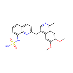 COc1cc2c(Cc3ccc4cccc(NS(N)(=O)=O)c4n3)cnc(C)c2cc1OC ZINC000145097831