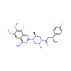 COc1cc2c(N)nc(N3C[C@@H](C)N(C(=O)C[C@@H](N)c4ccc(F)cc4)C[C@@H]3C)nc2c(F)c1OC ZINC001772643345