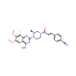 COc1cc2c(N)nc(N3CCN(C(=O)/C=C/c4ccc(C#N)cc4)C[C@@H]3C)nc2c(F)c1OC ZINC000210863778