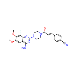 COc1cc2c(N)nc(N3CCN(C(=O)/C=C/c4ccc(C#N)cc4)CC3)nc2c(F)c1OC ZINC000210869208