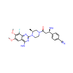 COc1cc2c(N)nc(N3CCN(C(=O)C[C@@H](N)c4ccc(C#N)cc4)C[C@@H]3C)nc2c(F)c1OC ZINC001772610297