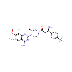 COc1cc2c(N)nc(N3CCN(C(=O)C[C@@H](N)c4ccc(C(F)(F)F)cc4)C[C@@H]3C)nc2c(F)c1OC ZINC001772612420
