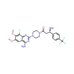 COc1cc2c(N)nc(N3CCN(C(=O)C[C@@H](N)c4ccc(C(F)(F)F)cc4)CC3)nc2c(F)c1OC ZINC000210824266
