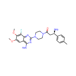 COc1cc2c(N)nc(N3CCN(C(=O)C[C@@H](N)c4ccc(C)cc4)CC3)nc2c(F)c1OC ZINC000210833308
