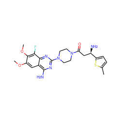 COc1cc2c(N)nc(N3CCN(C(=O)C[C@@H](N)c4ccc(C)s4)CC3)nc2c(F)c1OC ZINC000210838372