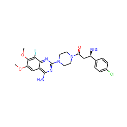 COc1cc2c(N)nc(N3CCN(C(=O)C[C@@H](N)c4ccc(Cl)cc4)CC3)nc2c(F)c1OC ZINC000210828985