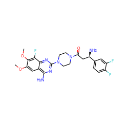 COc1cc2c(N)nc(N3CCN(C(=O)C[C@@H](N)c4ccc(F)c(F)c4)CC3)nc2c(F)c1OC ZINC001772651743