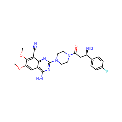 COc1cc2c(N)nc(N3CCN(C(=O)C[C@@H](N)c4ccc(F)cc4)CC3)nc2c(C#N)c1OC ZINC000210879088