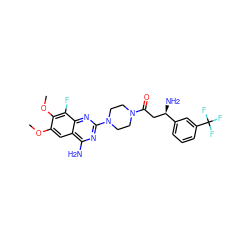 COc1cc2c(N)nc(N3CCN(C(=O)C[C@@H](N)c4cccc(C(F)(F)F)c4)CC3)nc2c(F)c1OC ZINC000210819708