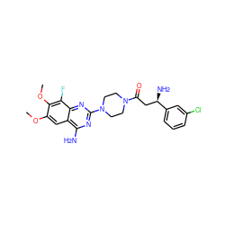 COc1cc2c(N)nc(N3CCN(C(=O)C[C@@H](N)c4cccc(Cl)c4)CC3)nc2c(F)c1OC ZINC000210828909