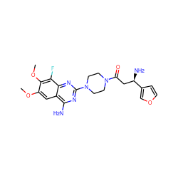 COc1cc2c(N)nc(N3CCN(C(=O)C[C@@H](N)c4ccoc4)CC3)nc2c(F)c1OC ZINC000210838468