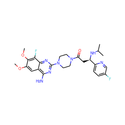 COc1cc2c(N)nc(N3CCN(C(=O)C[C@@H](NC(C)C)c4ccc(F)cn4)CC3)nc2c(F)c1OC ZINC000210886248