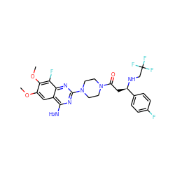 COc1cc2c(N)nc(N3CCN(C(=O)C[C@@H](NCC(F)(F)F)c4ccc(F)cc4)CC3)nc2c(F)c1OC ZINC000210874065
