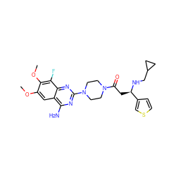 COc1cc2c(N)nc(N3CCN(C(=O)C[C@@H](NCC4CC4)c4ccsc4)CC3)nc2c(F)c1OC ZINC000210879167