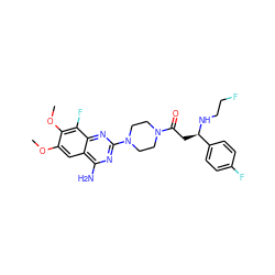 COc1cc2c(N)nc(N3CCN(C(=O)C[C@@H](NCCF)c4ccc(F)cc4)CC3)nc2c(F)c1OC ZINC000210879385