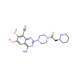 COc1cc2c(N)nc(N3CCN(C(=O)C[C@@H]4CCCCN4)CC3)nc2c(C#N)c1OC ZINC001772649722