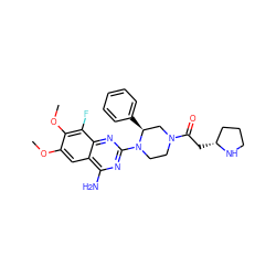 COc1cc2c(N)nc(N3CCN(C(=O)C[C@@H]4CCCN4)C[C@@H]3c3ccccc3)nc2c(F)c1OC ZINC001772593052