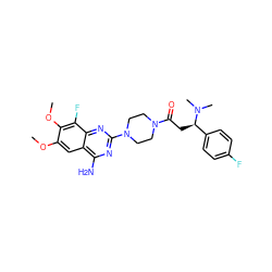 COc1cc2c(N)nc(N3CCN(C(=O)C[C@H](c4ccc(F)cc4)N(C)C)CC3)nc2c(F)c1OC ZINC001772650473