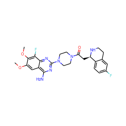 COc1cc2c(N)nc(N3CCN(C(=O)C[C@H]4NCCc5cc(F)ccc54)CC3)nc2c(F)c1OC ZINC001772586995