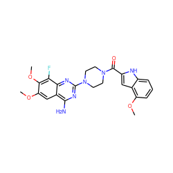 COc1cc2c(N)nc(N3CCN(C(=O)c4cc5c(OC)cccc5[nH]4)CC3)nc2c(F)c1OC ZINC000210852481