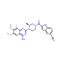 COc1cc2c(N)nc(N3CCN(C(=O)c4cc5cc(C#N)ccc5[nH]4)C[C@@H]3C)nc2c(F)c1OC ZINC000210847316