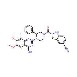 COc1cc2c(N)nc(N3CCN(C(=O)c4cc5cc(C#N)ccc5[nH]4)C[C@@H]3c3ccccc3)nc2c(F)c1OC ZINC000210842656