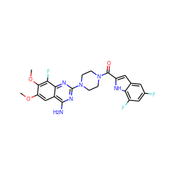 COc1cc2c(N)nc(N3CCN(C(=O)c4cc5cc(F)cc(F)c5[nH]4)CC3)nc2c(F)c1OC ZINC000210852421