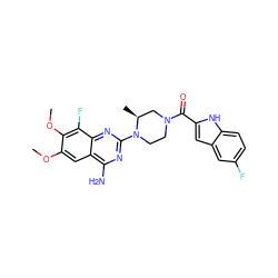 COc1cc2c(N)nc(N3CCN(C(=O)c4cc5cc(F)ccc5[nH]4)C[C@@H]3C)nc2c(F)c1OC ZINC000210847382