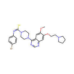 COc1cc2c(N3CCN(/C(S)=N\c4ccc(Br)cc4)CC3)ncnc2cc1OCCN1CCCC1 ZINC000049769953