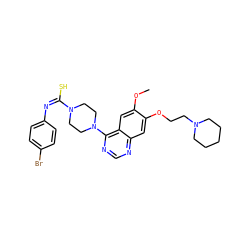COc1cc2c(N3CCN(/C(S)=N\c4ccc(Br)cc4)CC3)ncnc2cc1OCCN1CCCCC1 ZINC000049933136