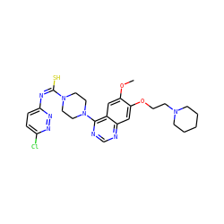COc1cc2c(N3CCN(/C(S)=N\c4ccc(Cl)nn4)CC3)ncnc2cc1OCCN1CCCCC1 ZINC000042202375
