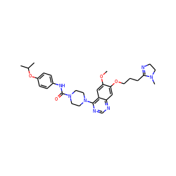 COc1cc2c(N3CCN(C(=O)Nc4ccc(OC(C)C)cc4)CC3)ncnc2cc1OCCCC1=NCCN1C ZINC000027212289