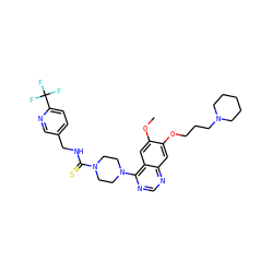 COc1cc2c(N3CCN(C(=S)NCc4ccc(C(F)(F)F)nc4)CC3)ncnc2cc1OCCCN1CCCCC1 ZINC000028383580