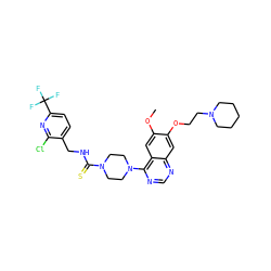 COc1cc2c(N3CCN(C(=S)NCc4ccc(C(F)(F)F)nc4Cl)CC3)ncnc2cc1OCCN1CCCCC1 ZINC000028387115
