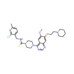 COc1cc2c(N3CCN(C(=S)NCc4ccc(C)nc4Cl)CC3)ncnc2cc1OCCN1CCCCC1 ZINC000028387719