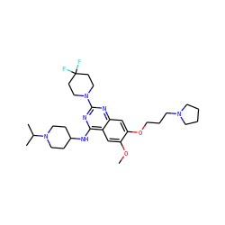 COc1cc2c(NC3CCN(C(C)C)CC3)nc(N3CCC(F)(F)CC3)nc2cc1OCCCN1CCCC1 ZINC000096285772