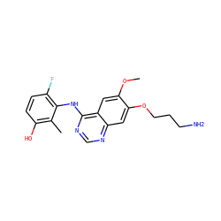 COc1cc2c(Nc3c(F)ccc(O)c3C)ncnc2cc1OCCCN ZINC000653854571