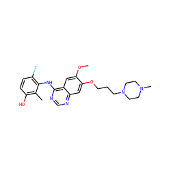 COc1cc2c(Nc3c(F)ccc(O)c3C)ncnc2cc1OCCCN1CCN(C)CC1 ZINC000653844315