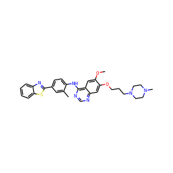 COc1cc2c(Nc3ccc(-c4nc5ccccc5s4)cc3C)ncnc2cc1OCCCN1CCN(C)CC1 ZINC000049757502